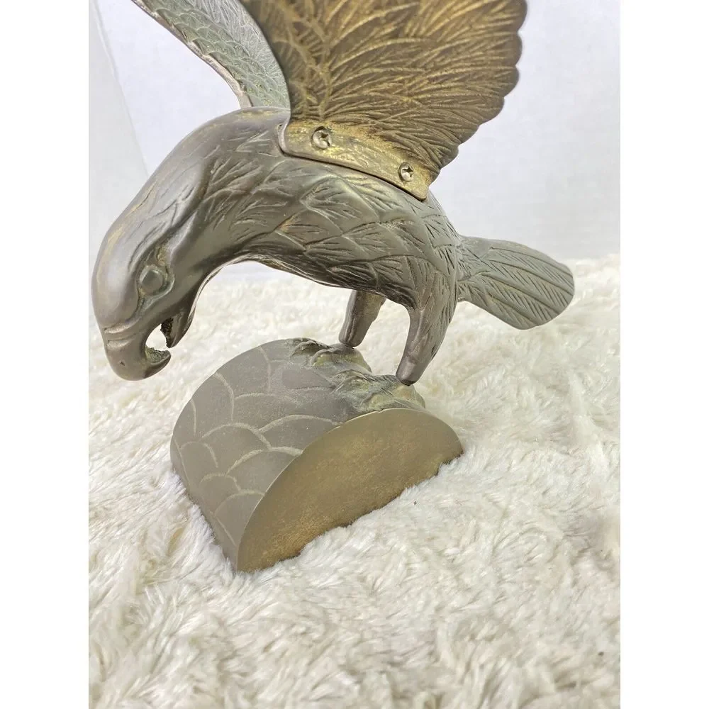 Brass Eagle VTG Perched Pose on Tree 8.5 x‎ 8 inches Heavy Offce Home Decor